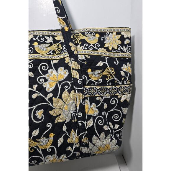 Vera Bradley X Large Tote Bag & Snap Card/ID Wallet Yellow Bird Black/Yellow - Picture 3 of 14